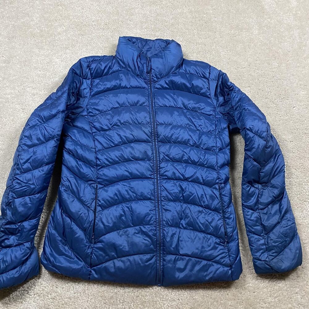 Uniqlo Puffer Jacket Womens M Blue Down Puffer Lightweight Full Zip Packable